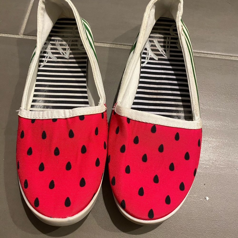 Cute watermelon slip on sneakers!